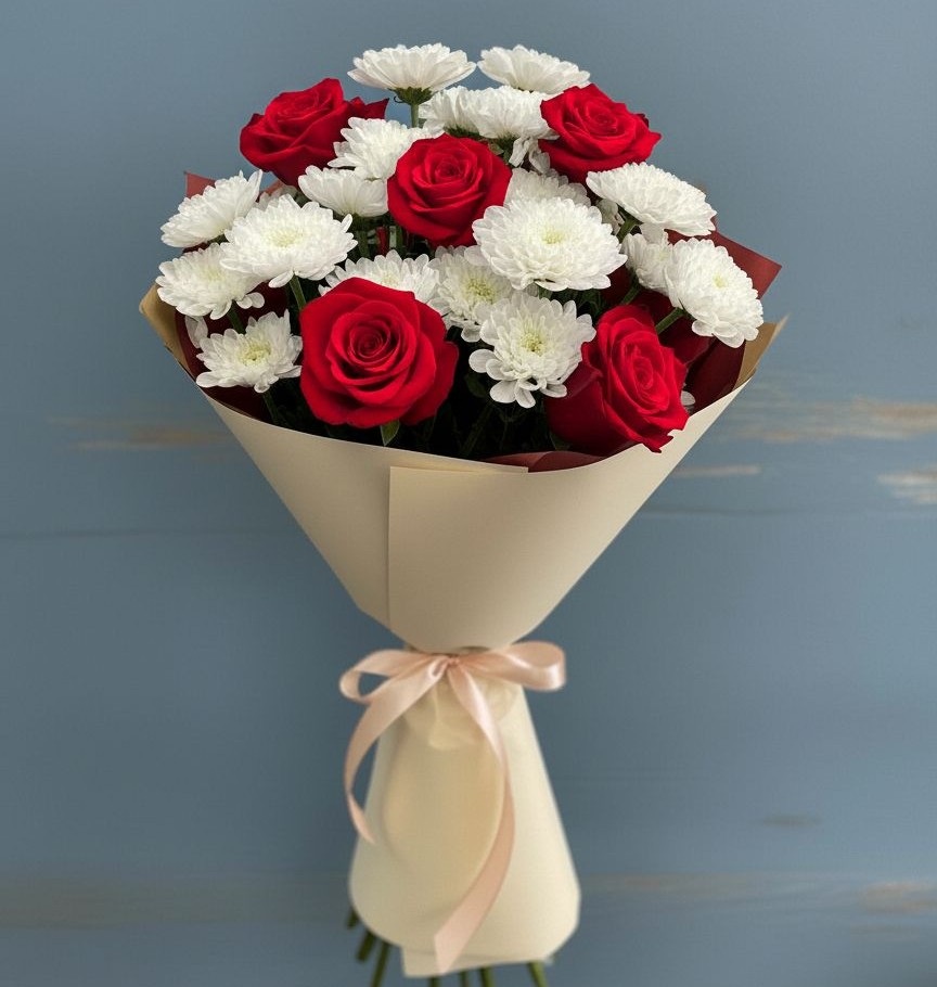 Букет цветов из: Розы и Хризантемы в Грушевском