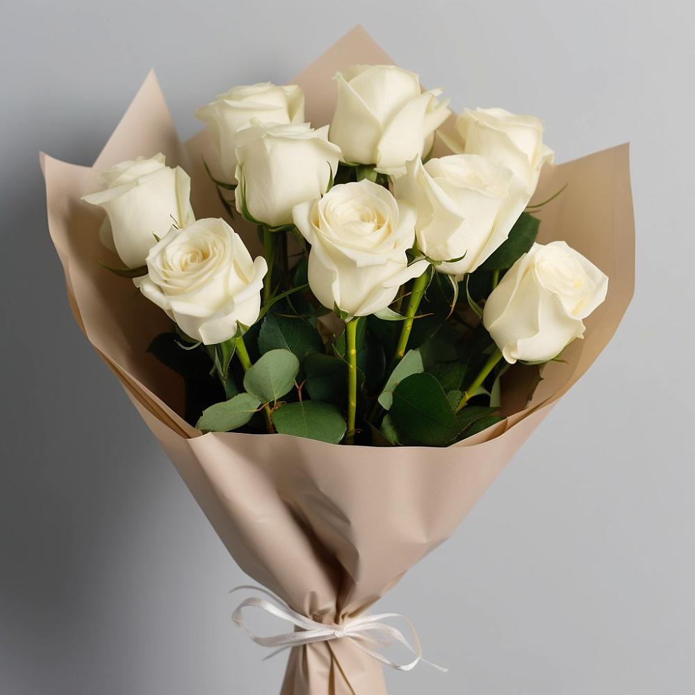 Букет 9 Белых роз Эдлесс Лав в Грушевском