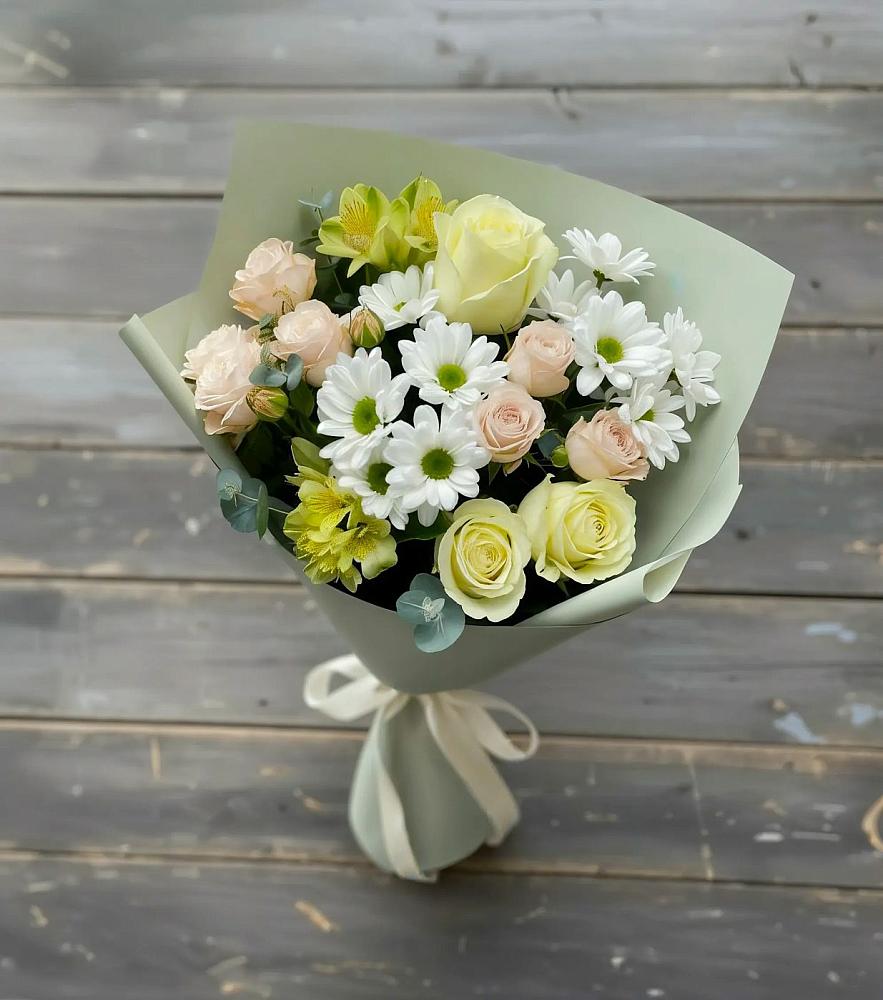 Букет цветов из: Альстромерии, Розы и Хризантемы в Грушевском