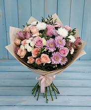 Букет цветов из:  Хризантемы, Розы и Альстромерии в Грушевском