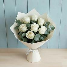 Букет Белые розы в Эвкалипте в Грушевском