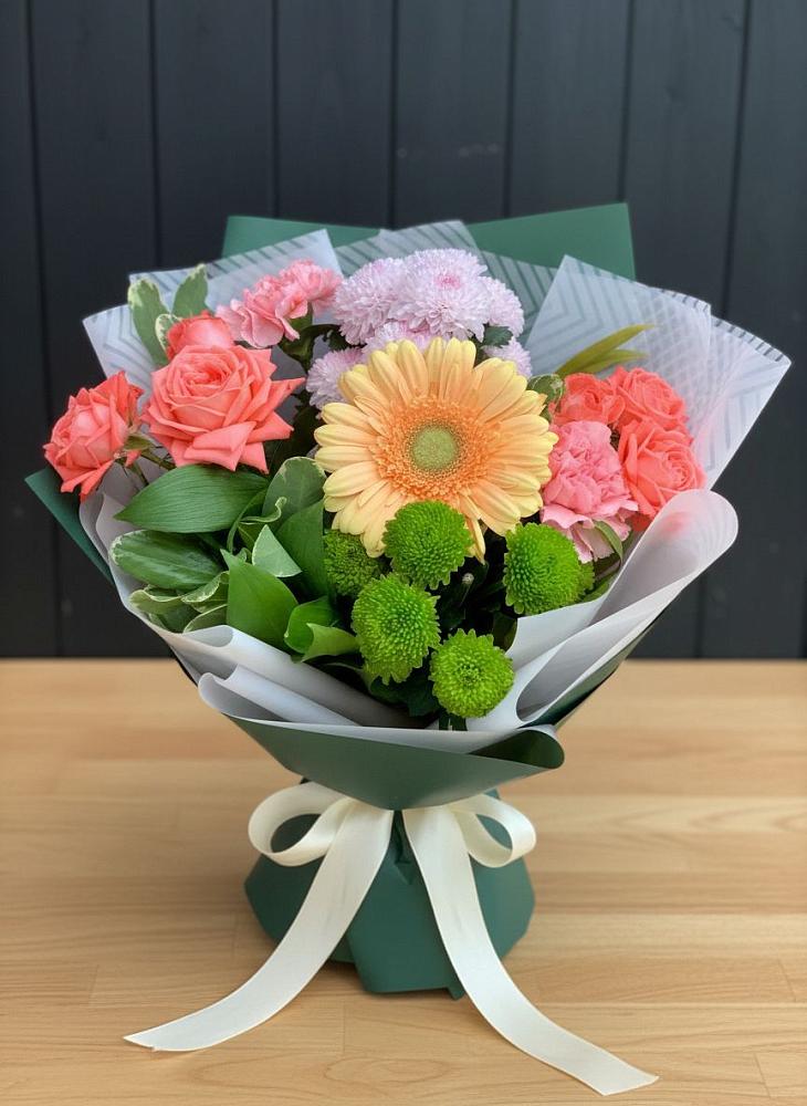 Букет цветов из: Гвоздики, Розы, Герберы и Хризантемы в Грушевском